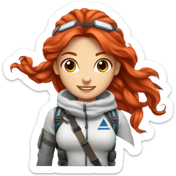 a red hair female on everest greek flag sticker