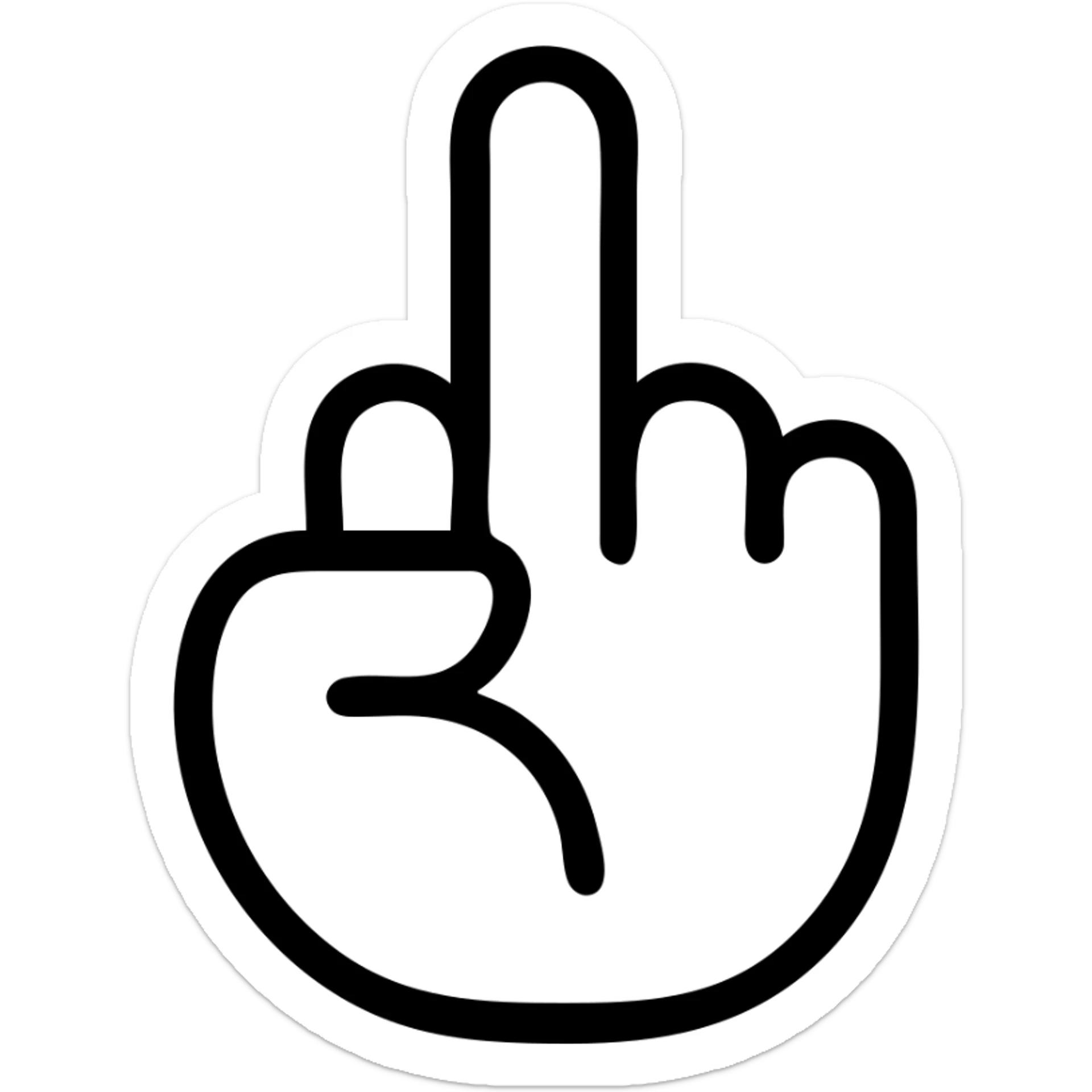 icon of a hand showing the middle finger (corte de manga), flat design, clear lines, no text, neutral background sticker