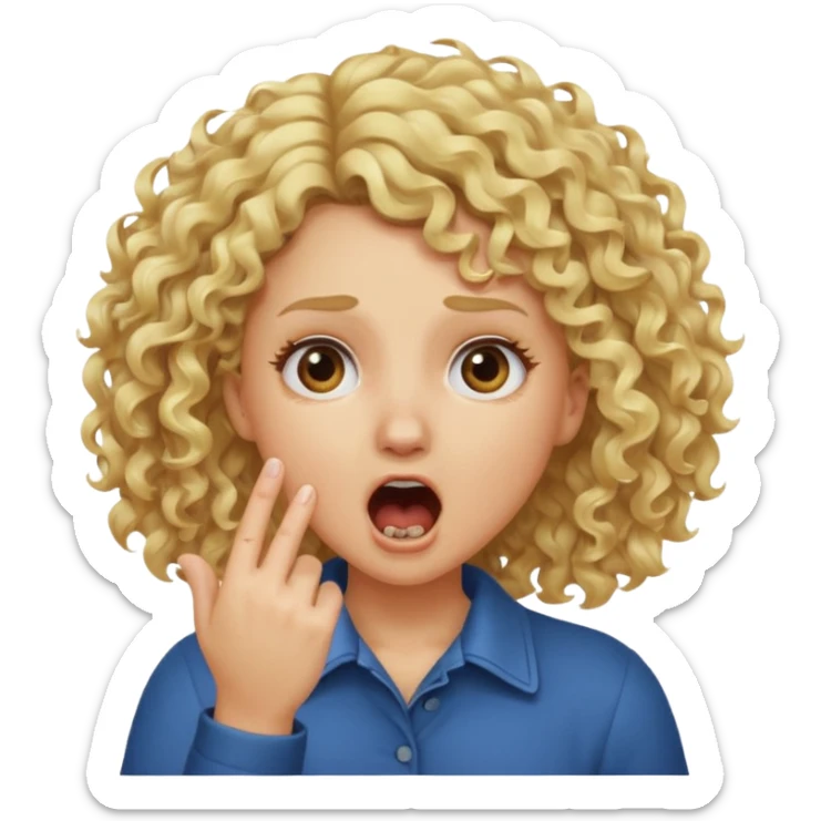 Emoji di ragazza bionda riccia che urla ma non è spaventata e mette una mano in faccia sticker