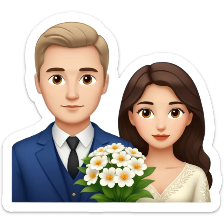 Couple traveling in Montenegro russian man and elegant  Latina girl delicate flowers and mountains in the background  sticker
