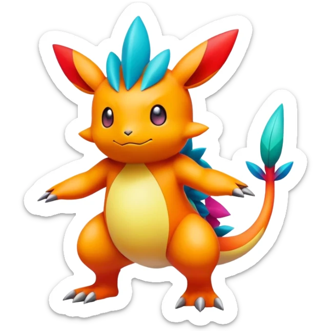 Colorful Colors Vibrant Colors Flying Fakémon-Pokémon-Creature Full Body sticker