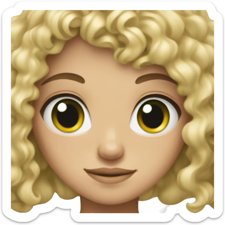 Blonde girl with dark green eyes and curly hair sticker