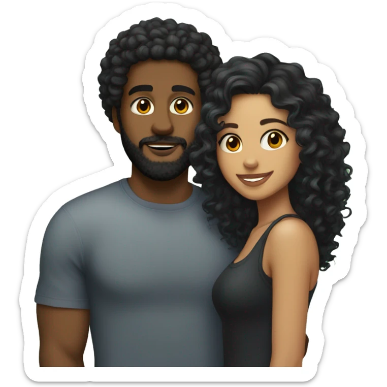 pretty latina with curly hair and attractive black boyfriend with beard  sticker