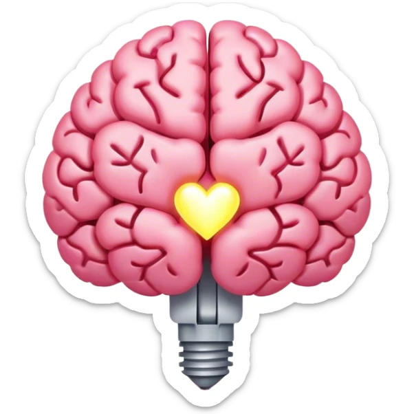 A ** pink human brain** with a energy energy beam of light thought around it s... radiating loving thoughts while it rewires itself hearts  sticker