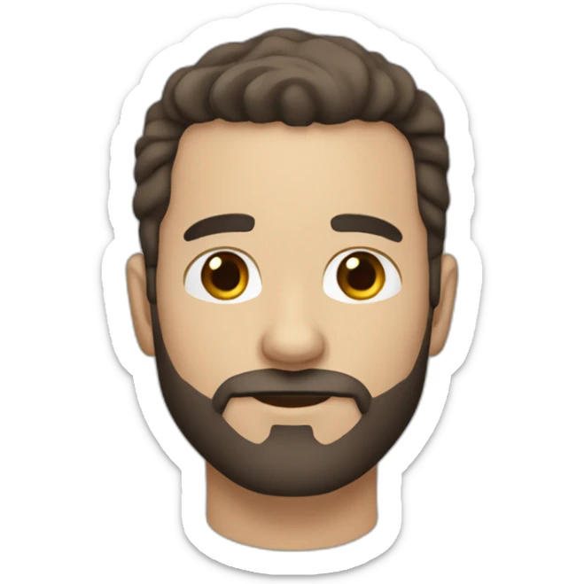 white man with dark brown fade hair cut and facial hair sticker