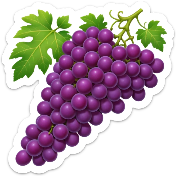 An emoji of a cluster of grapes on a vine, representing winemaking in ancient Rome. sticker