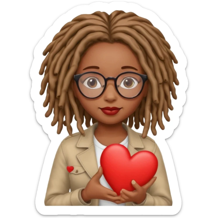 Girl Scouts African American girl with locs and glasses heart  sticker