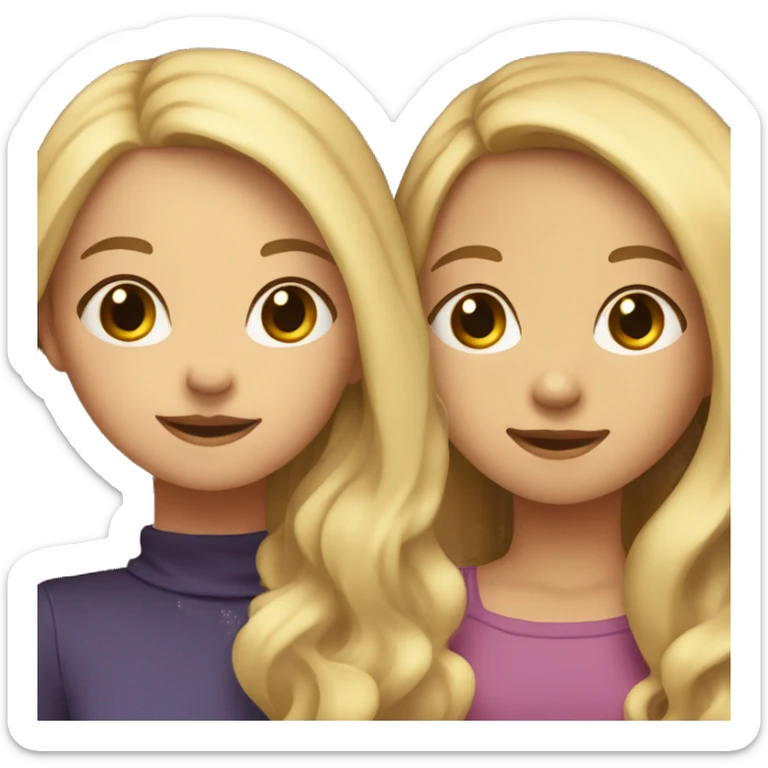 One girl withe brown wavy hair and another girl with straight blonde hair hugging each other sticker