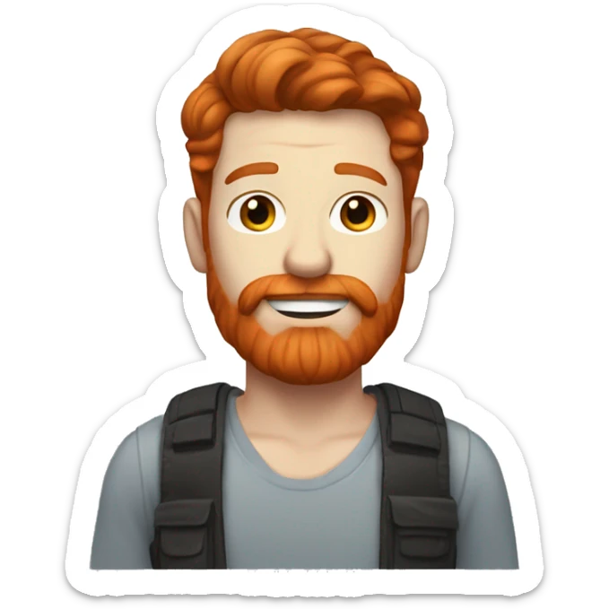 Redhead man with short hair and red beard and mustache with pale skin and freckles sticker