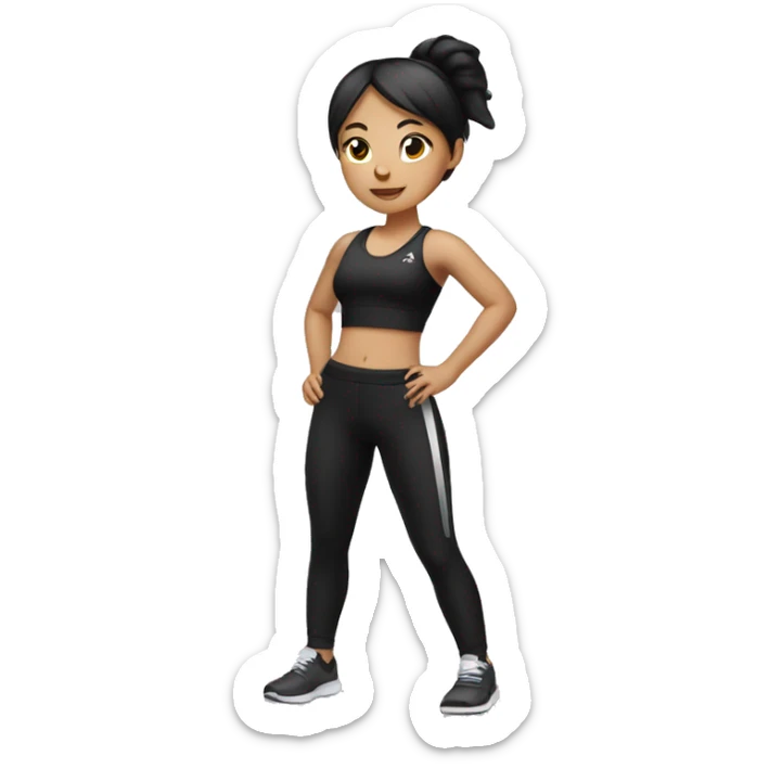  an asian girl wearing black gym wear  sticker