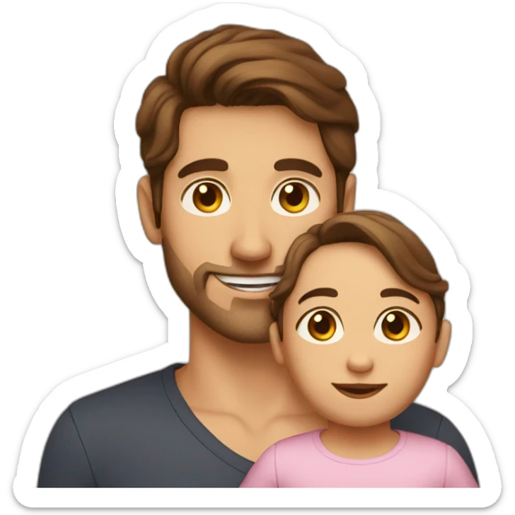 Brown hair man, long Brown hair mother with a baby sticker