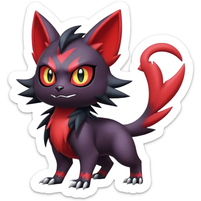 Edgy Cute Cool Kawaii Litten-Noivern-Zoroark-Noibat-Pokemon-hybrid Full Body  sticker
