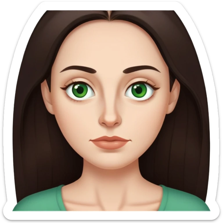 Me  a white woman with long dark brown hair green eyes and high cheek bones and thin top lip and big bottom lip and a mole on my left side of my chin very thin eyebrows with a scar on the right eyebrow and a stay at home mom sticker