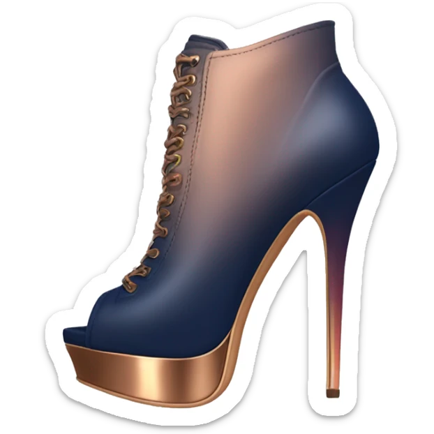 Realistic pair of navy,bronze,and rose gold ombre bootie spike heel shoes. sticker