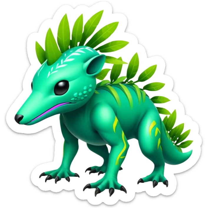 Tropical futuristic lush neon Fionbri-Vernid-creature (full body) sticker