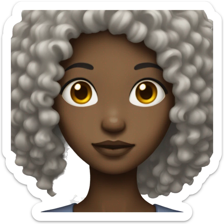 dark skinned girl with Asian eyes and long Afro hair sticker