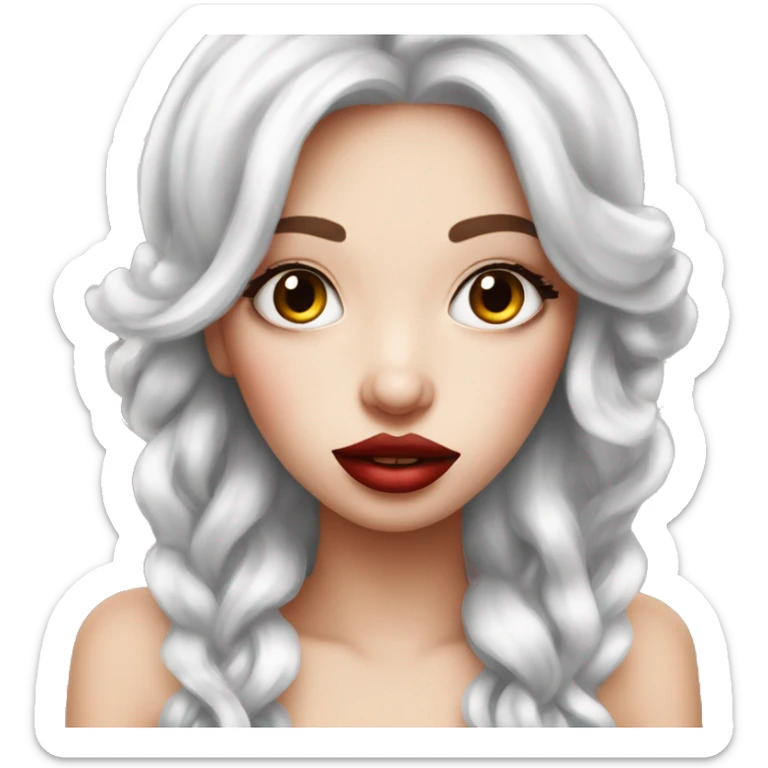 White Red hair girl with big lips big eye lashes showing her long nails sticker