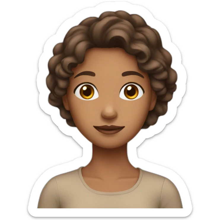 light tan girl with dark brown hair sticker