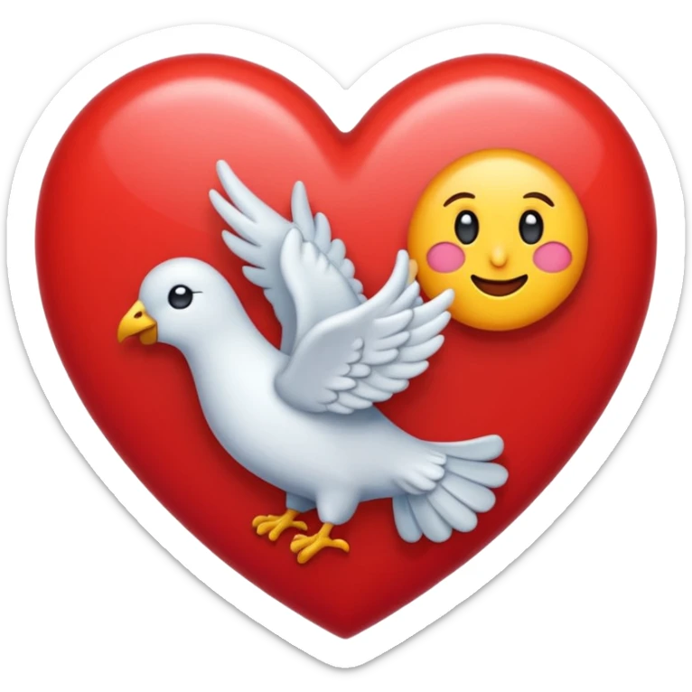 Quiero un emoji de amor y paz con la paloma blanca encerrada en un círculo y un corazón  sticker