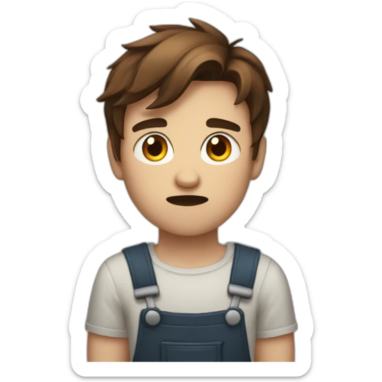 A 20 years Old angry boy with Brown hair saying stop with his hand sticker