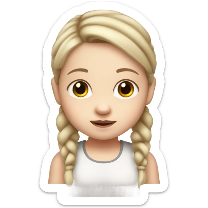 pale white toddler girl with brown straight pigtails and big black eyes not blonde no blonde hair NO BLONDE HAIR sticker