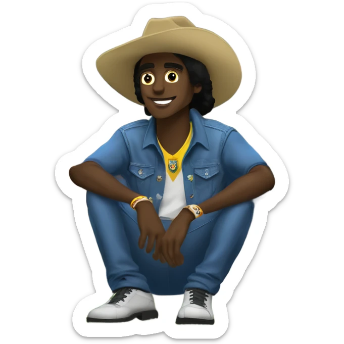 cowboy at a brazilian soccer game wearing cole hann shoes who listens religiously to playboi carti. sticker