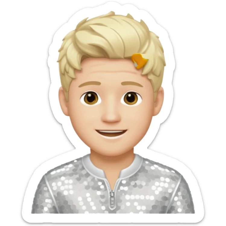 Niall Horan from One Direction with light skin, blonde hair, white sequin outfit sticker