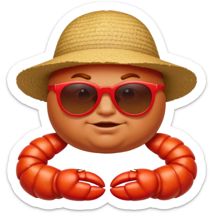 fat British person on holiday with a bright red sunburn all over his body, like a lobster or tomato sticker