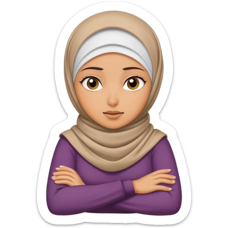 Arms crossed holding neck mad girl that’s a hijabi girl  sticker