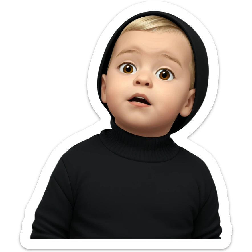 boy in black sweater indoors sticker
