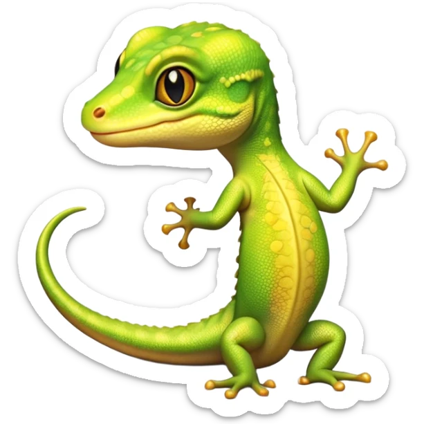 cinematic-cute-realistic gecko-portrait-emoji,-head-tilted-playfully-and-inquisitively,-featuring-a-small,-charming-body-with-smooth,-vividly-patterned-scales,-bright,-sparkling-eyes-and-delicate,-sticky-toe-pads,-simplified-yet-irresistibly-adorable sticker