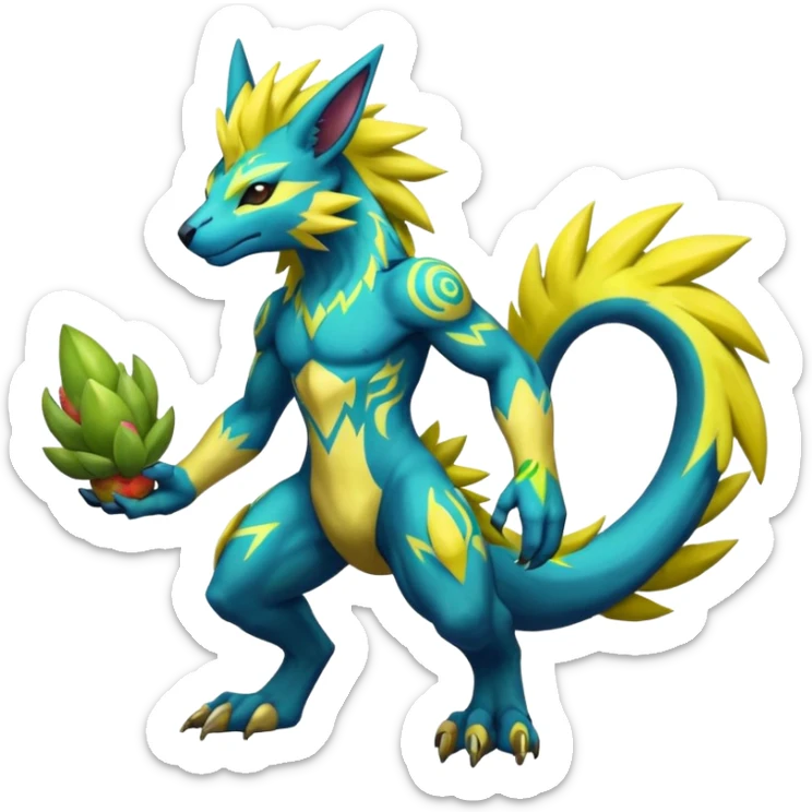Tribal furry anthropomorphic Colorful Fruity Gay Manectric-Electrike-Zeraora-Zygarde-fusion-hybrid-creature  sticker