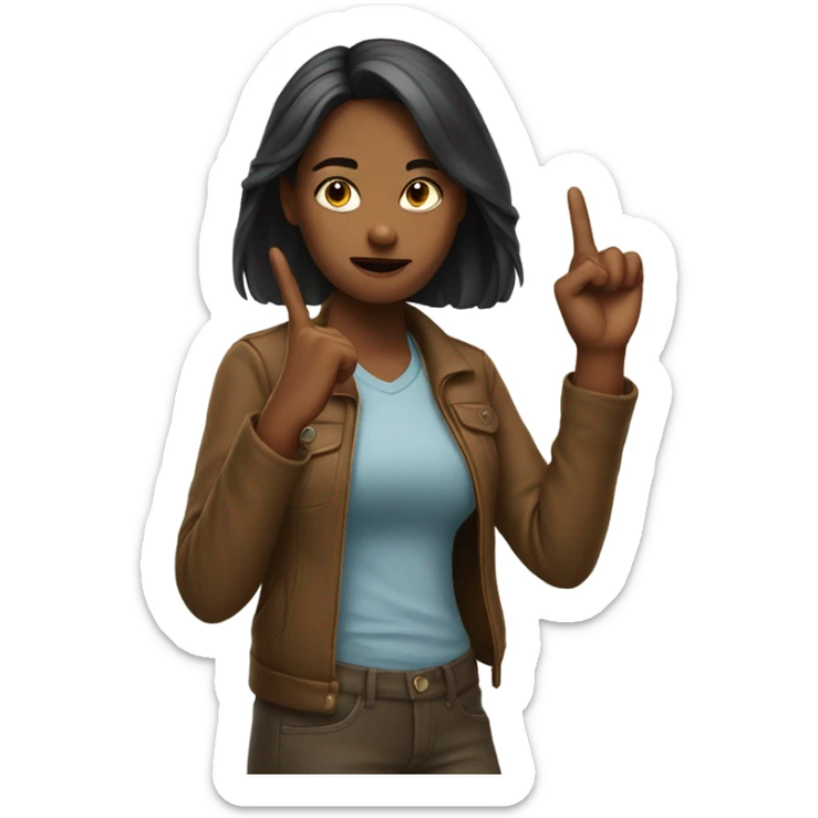 A girl flipping someone off with her middle finger not a peace sign sticker