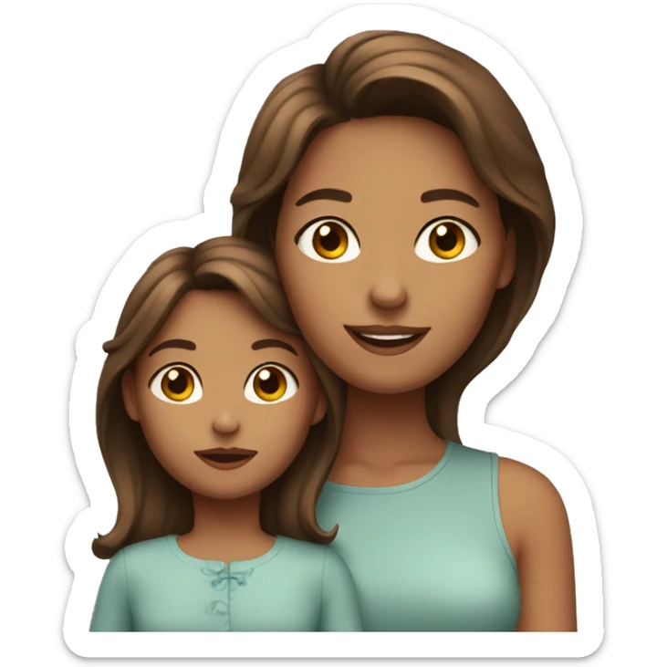 girl brown hair with a little daughter  sticker