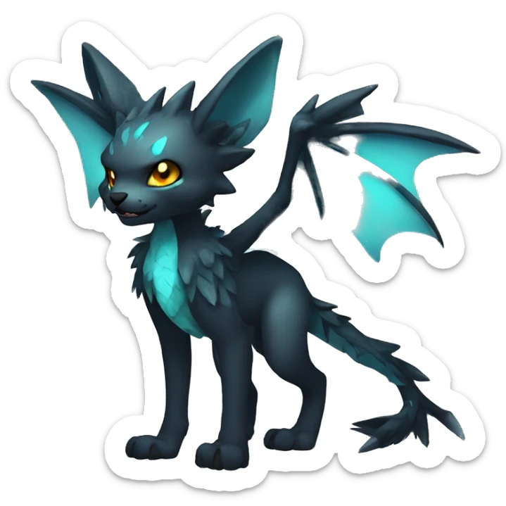 cool edgy fantasy dark-themed animal hybrid Fakemon full body sticker