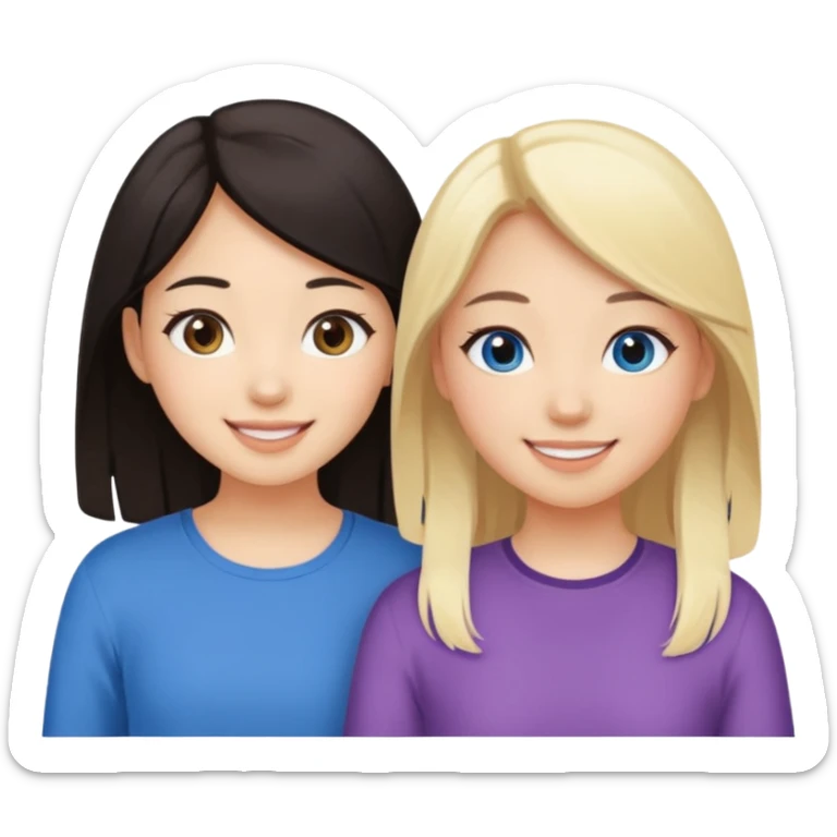 Two girl best friends one Asian the other blonde sticker