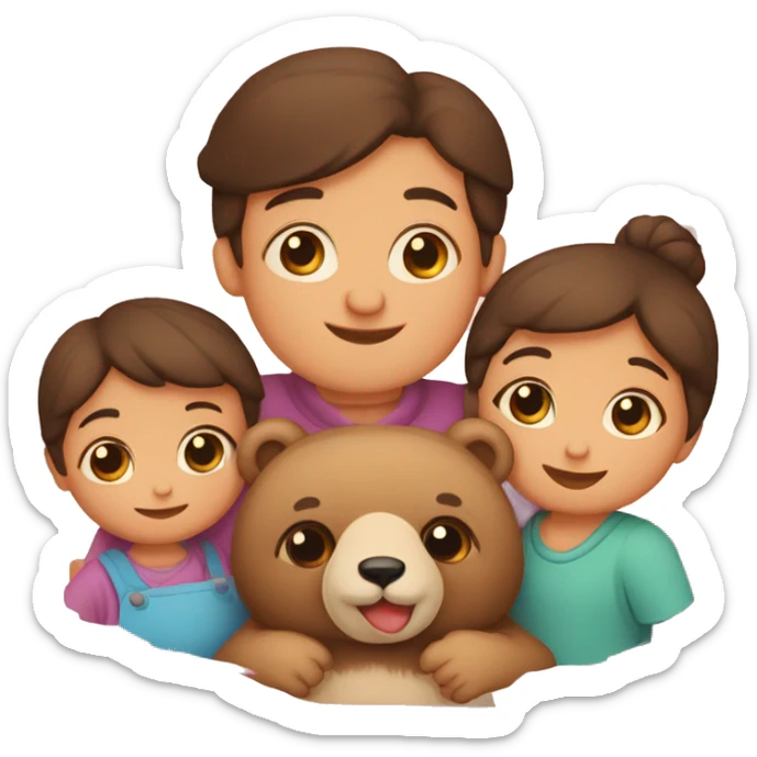 familia de ositos (mamà osita ,papà osito  y bebè osito) tiernos  sticker