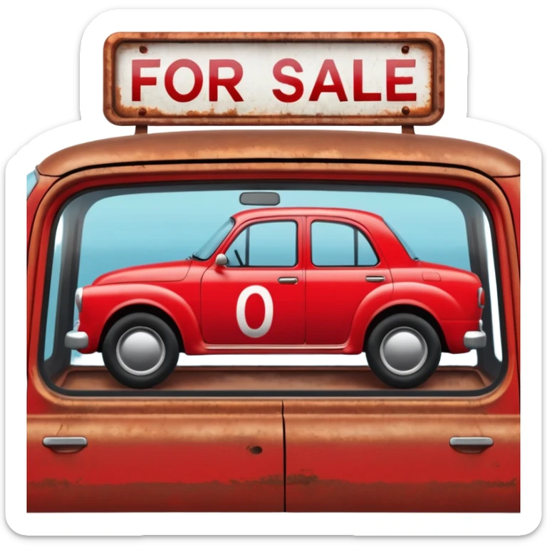 a car with a big capital letters for sale sign painted onto the window sticker