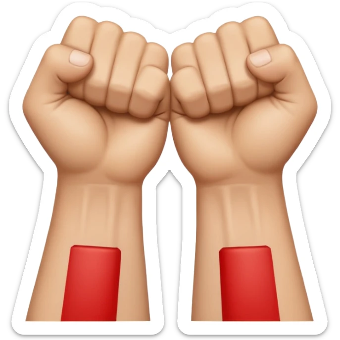 Left and Right fist from the top Perspektive with the Arms crossed over at the wrists  sticker