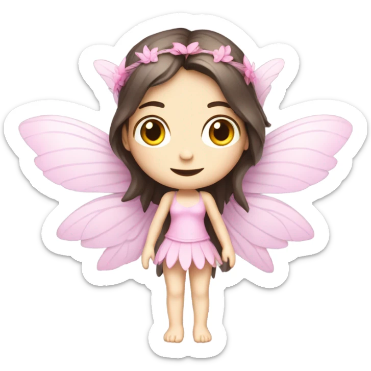Pale skin, brunette fairy woman with pink wings full body sticker