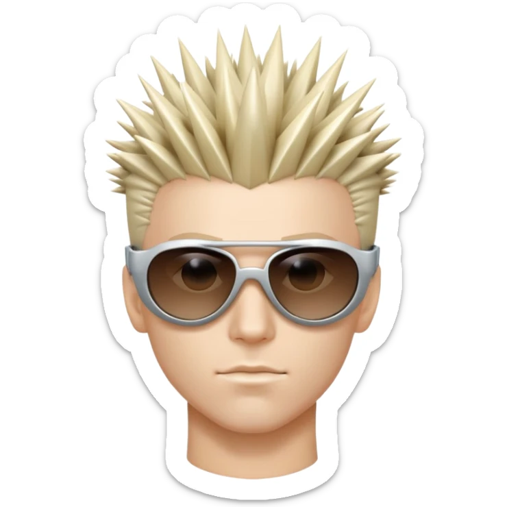 cyber y2k guy with futuristic sunglasses and spiky hair sticker