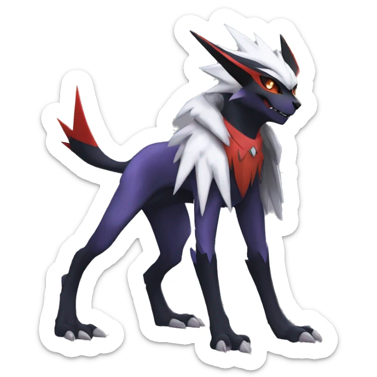 Cool Dark Edgy Absol-Noivern-Quilava-Litten-Pokémon with edgy stripes hoodie spiked collar punk Full Body sticker