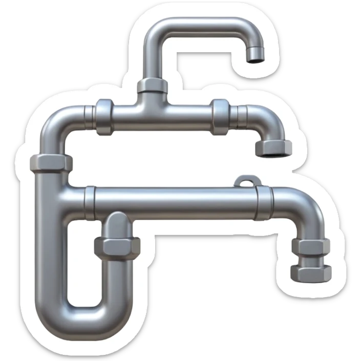 3D illustration of a metal wrench tightening a pipe under a sink, clean Pixar-like 3D style, soft shadows, simple background, plumbing tool focus, vibrant but not exaggerated

 sticker