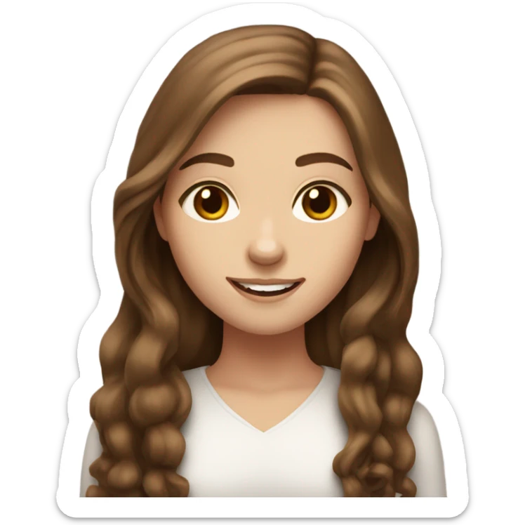 White girl with long brown hair and brown eyes she may be very happy sticker