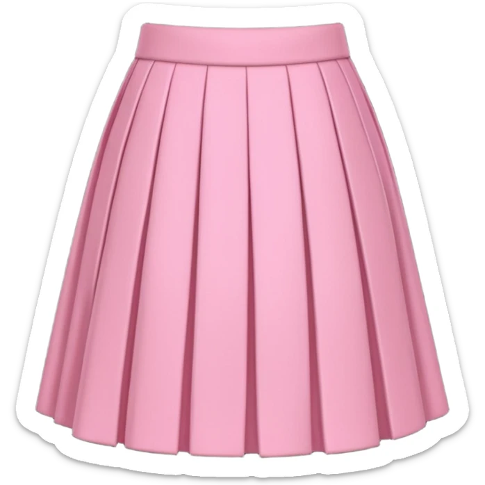 A 3D cartoon rose-pink pleated skirt with soft folds, smooth texture, isolated on plain background, Memoji-style. sticker
