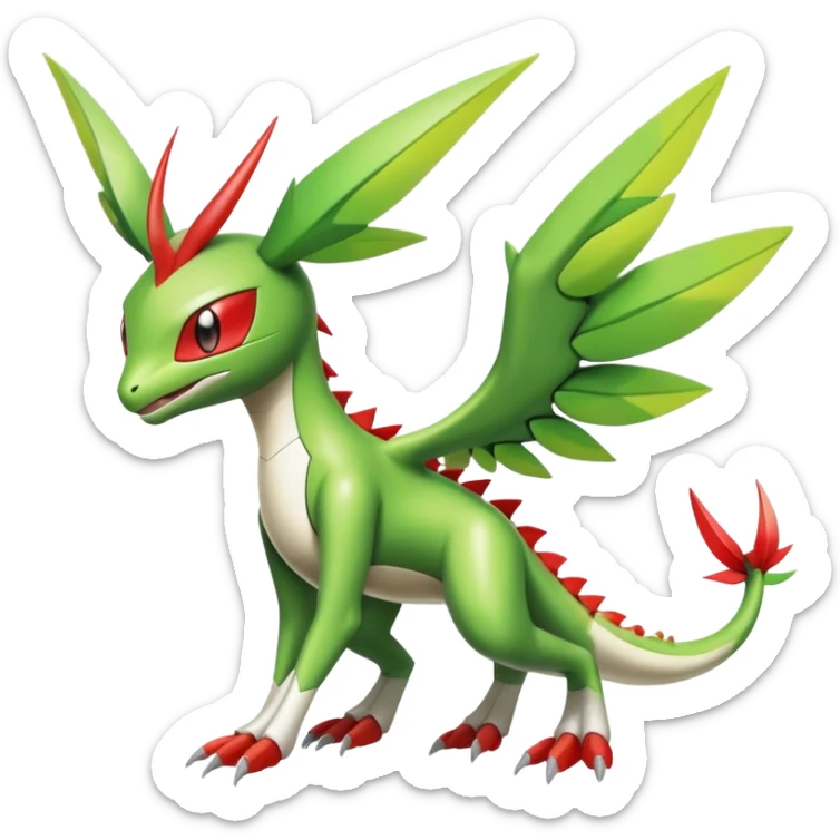 Cute Cool Edgy Shiny Futuristic Ethereal Legendary Kartana-Digimon-Flygon-hybrid full body sticker