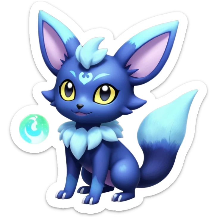 Shiny pastel Nebulae Noibat-Meowstic-Umbreon-Fakémon-hybrid-creature (full body)  sticker