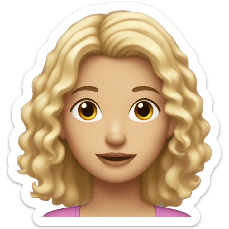 Mom with straight blonde hair, brown eyes and her adult daughter with curly brown hair and brown eyes sticker
