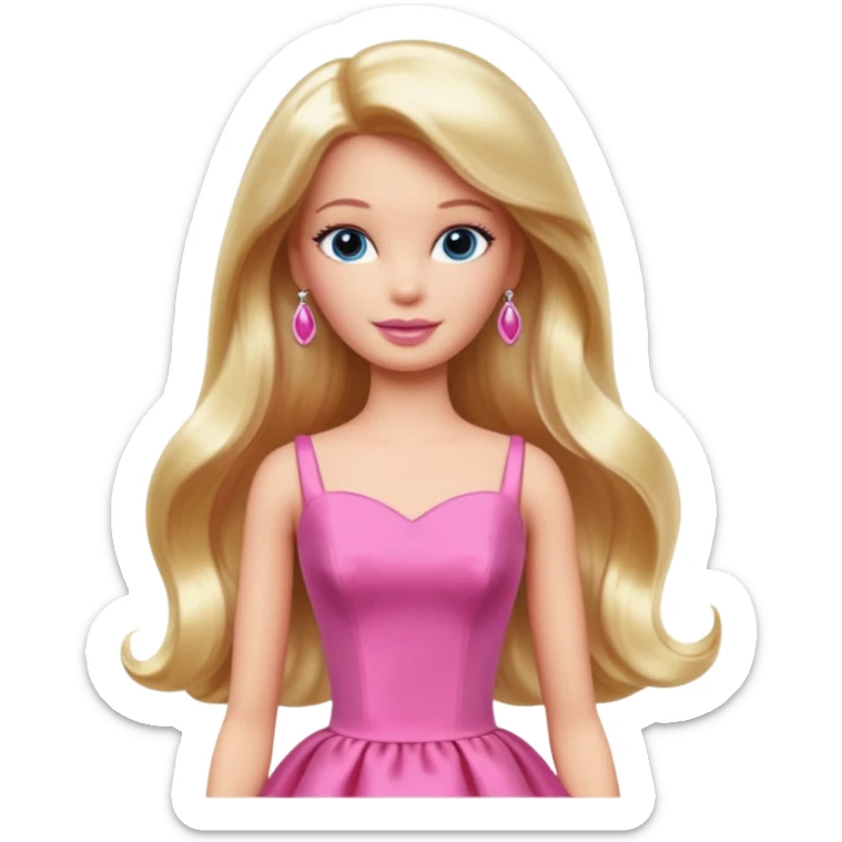 barbie wear pink dress sticker