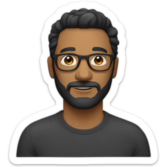 Hombre 40 años, cabello negro y algunas canas, con lentes, pelo corto, sin barba, sin bigote, con chompa sticker